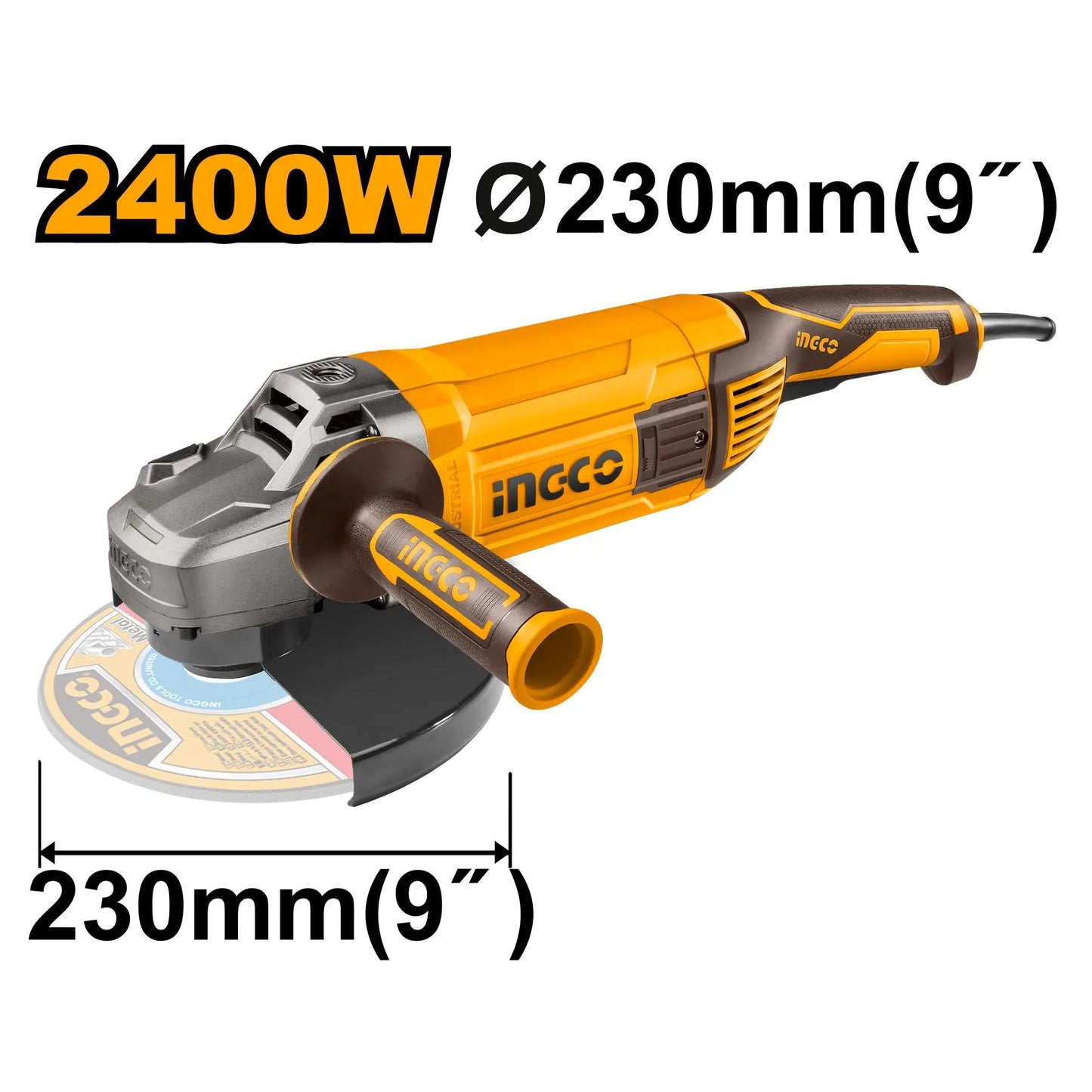 Ingco - 230mm Angle Grinder - 220 volt - 2400watt - AG24008 - Power Tools Direct
