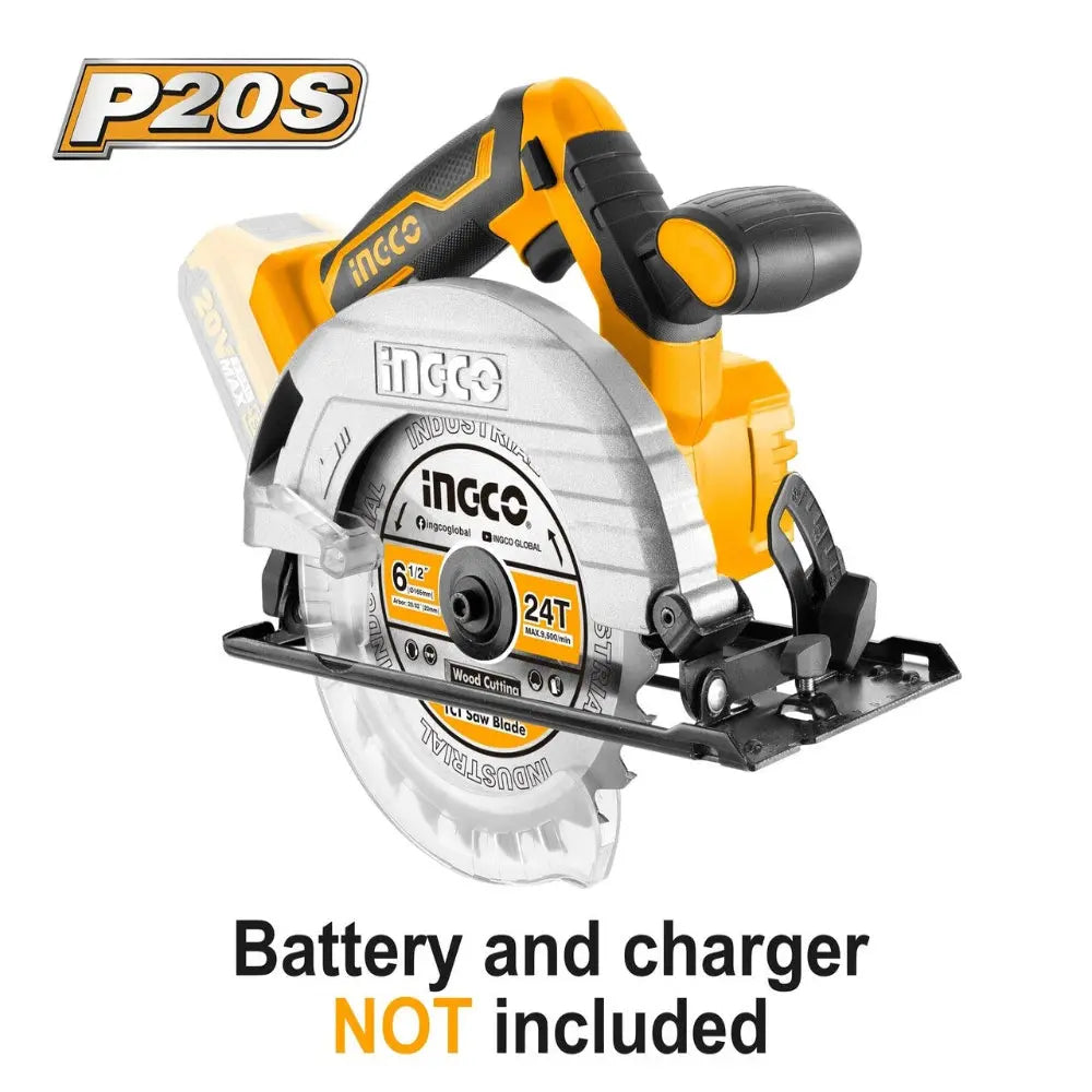 Ingco - 165mm Circular Saw - 20 volt - cordless - CSLI1651 - Bare Tool - Power Tools Direct