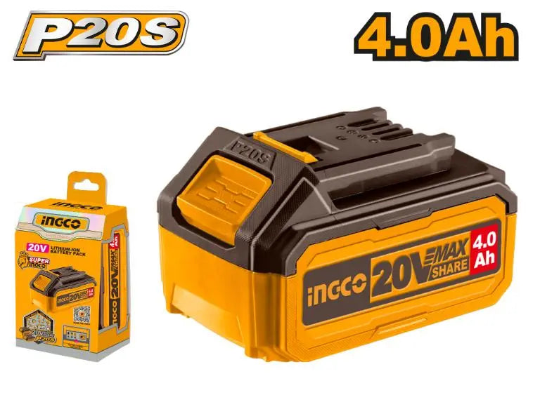 Ingco - 1 port - 20 Volt - 1x 4.0 Ah Battery & Lithium-Ion Battery Charger - Kit - Power Tools Direct