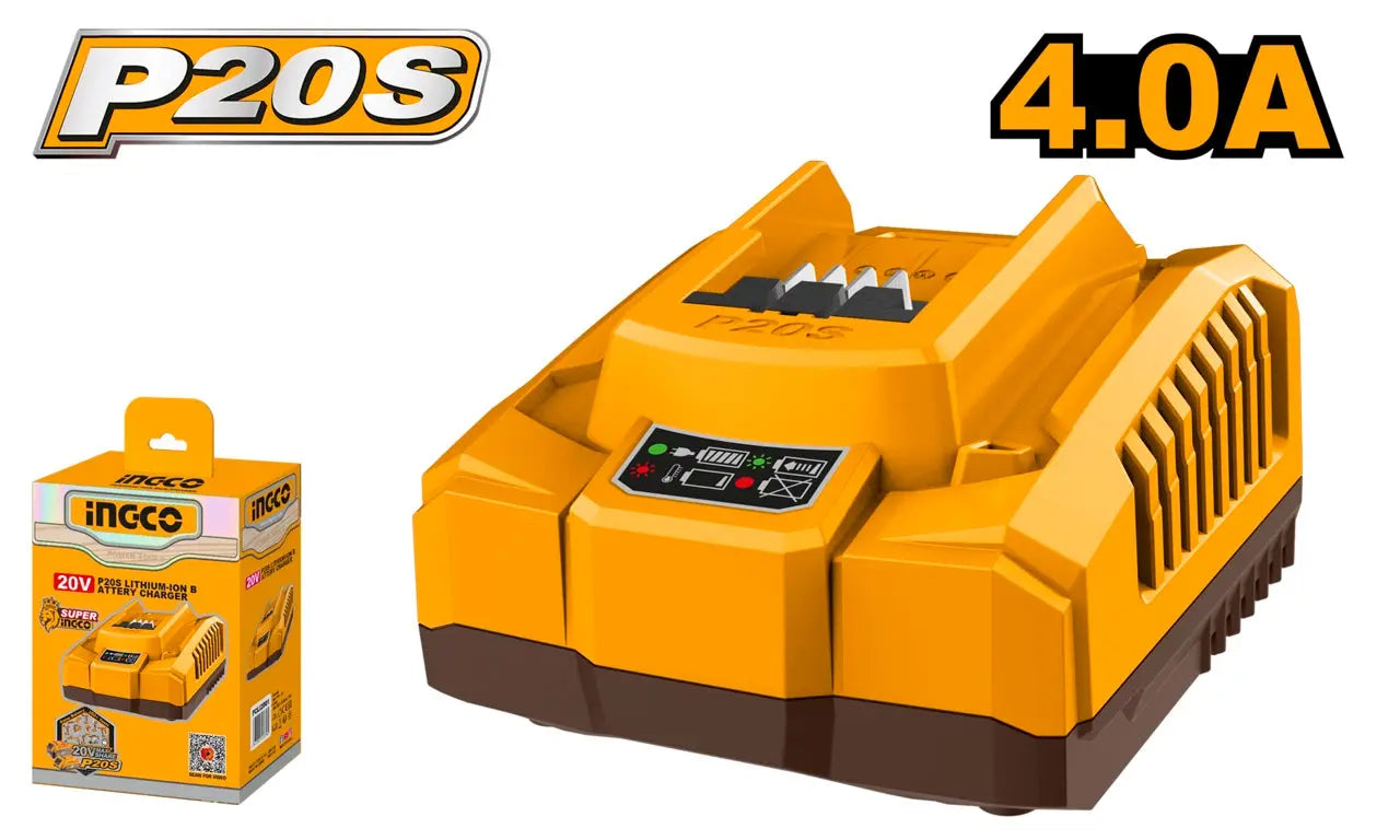 Ingco - 1 port - 20 Volt - 1x 4.0 Ah Battery & Lithium-Ion Battery Charger - Kit - Power Tools Direct