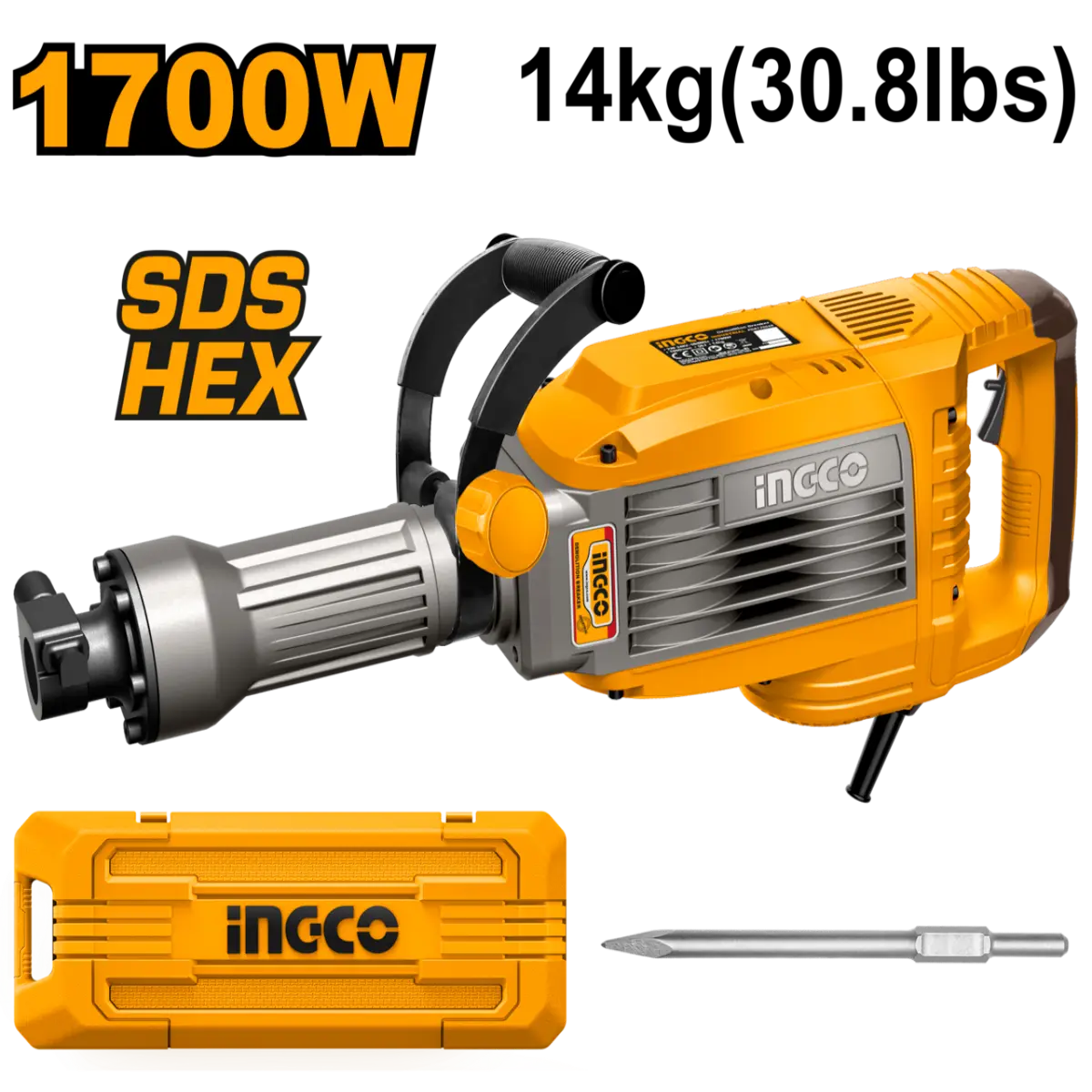 Ingco -Demolition Breaker - 220 volt - 1700 watt - PDB170068 - Power Tools Direct