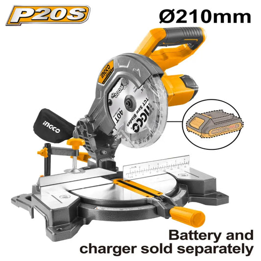 Ingco - 210mm - Mitre Saw - 20 volt - Cordless - CMS2001 - Bare Tool - Power Tools Direct