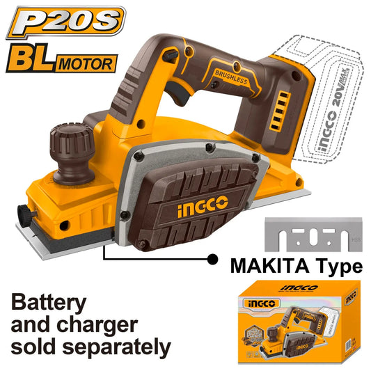 Ingco - Planer - 20 volt - Cordless - CRLI20401 - Bare tool - Power Tools Direct