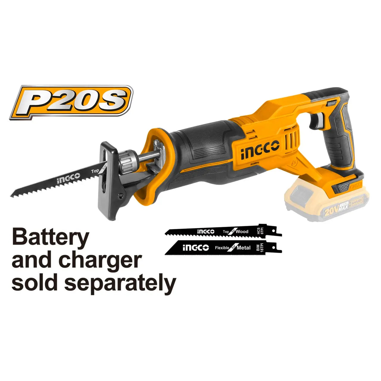 Ingco - Reciprocating Saw -20 volt - cordless - CRSLI1152 - Bare Tool - Power Tools Direct