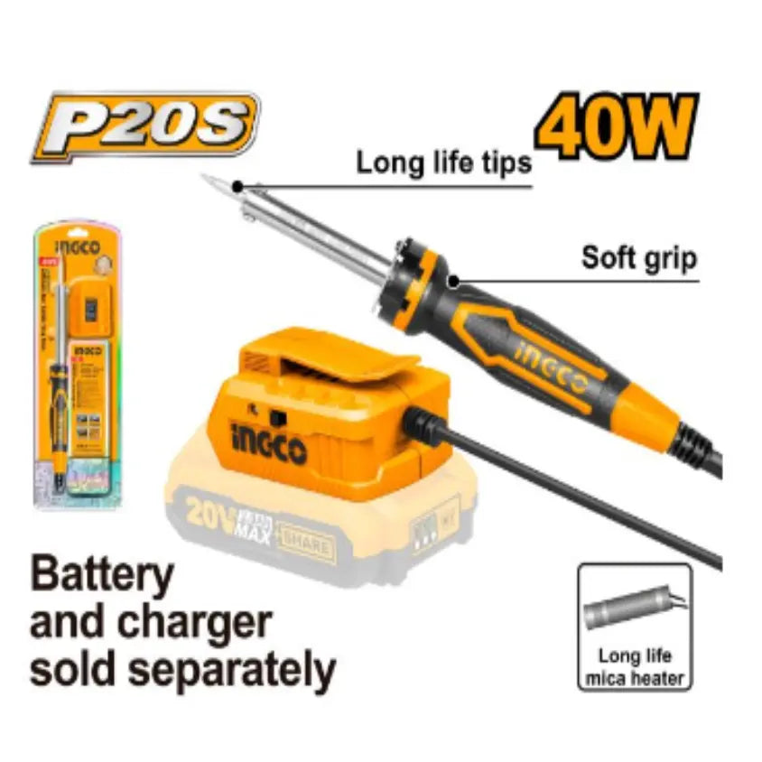 Ingco - Soldering Iron -20 volt - cordless - CSILI2001 - Bare tool - Power Tools Direct