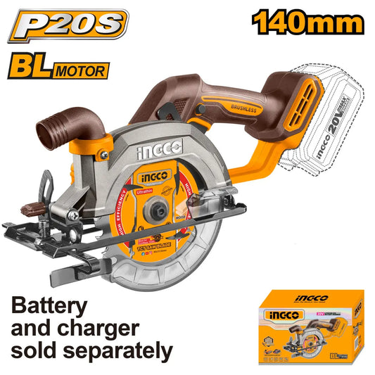 Ingco - 140mm Circular Saw - 20 volt - cordless - CSLI1402 - Bare Tool - Power Tools Direct