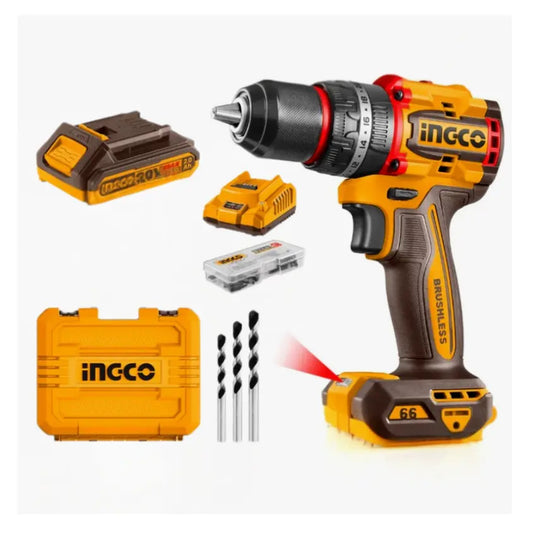 Ingco - Impact Drill - 66Nm - 20 volt - cordless - CIDLI20668 - Kit - Power Tools Direct