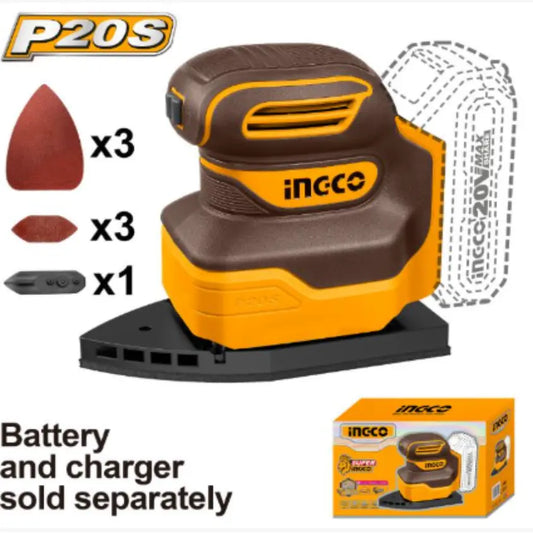 Ingco - Lithium - Ion Palm Sander (20V) -  CPSLI2014 - Bare Tool - Power Tools Direct