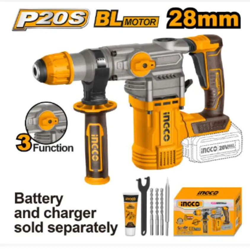 Ingco - Rotary Hammer Drill - SDS Plus - 20 volt - CRHLI20288 - Bare Tool - Power Tools Direct