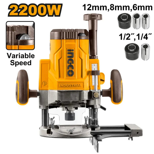 Ingco - Router - 220 volt - 2200 watt - Variable speed - RT22008 - Power Tools Direct